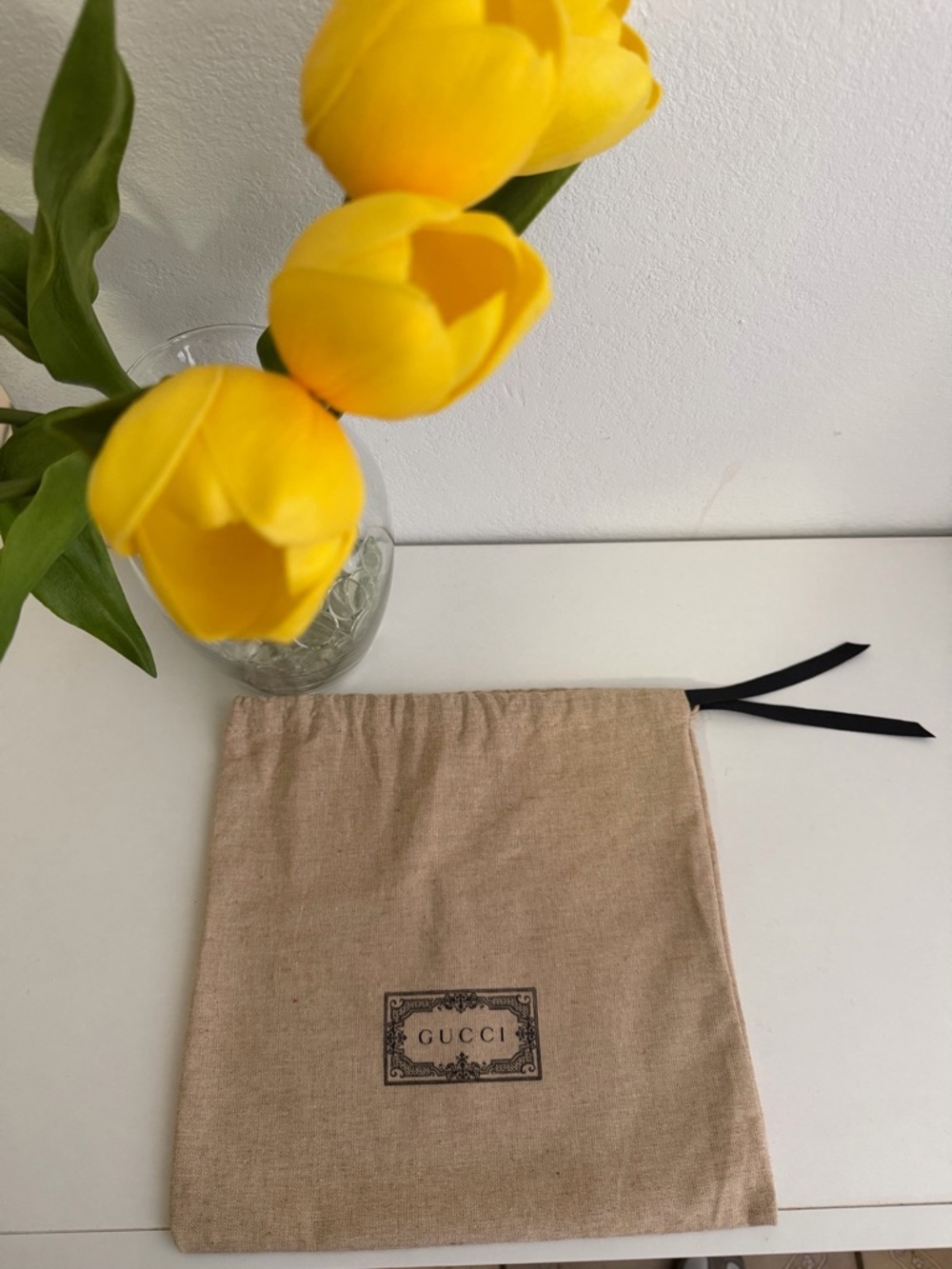Gucci Natural Beige Dust Bag with Logo Tag